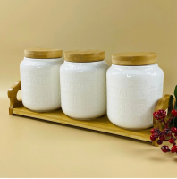 Набор из 3-х банок на подставке 340мл  BAMBOO (8) П 140-131